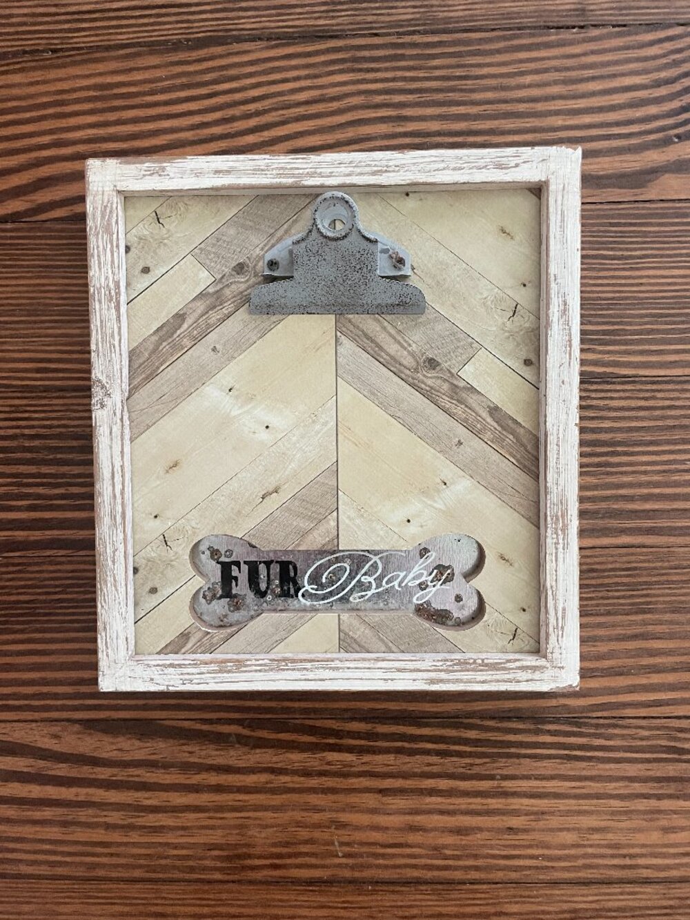 Wooden "Fur Baby" Picture Frame & Clipboard Cat/Dog Pet Home Decor